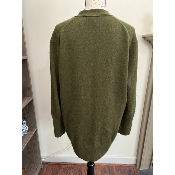 J.Crew Cardigan Green Wool Blend Button Down Oversized Pockets Women's Medium - Picture 7 of 10